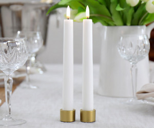 20cm Set 2 White Lux Flameless Taper White Candles