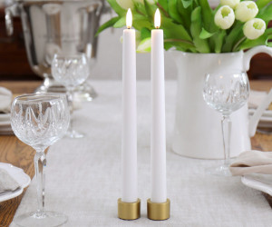 25cm Set 2 White Lux Flameless Taper Candle