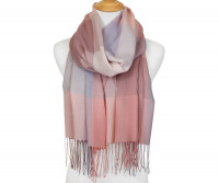 Zahra Pink Tartan Fringed Scarf