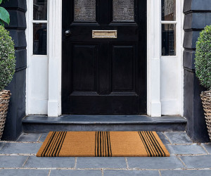 Black 3 Ticking Stripe Doormat