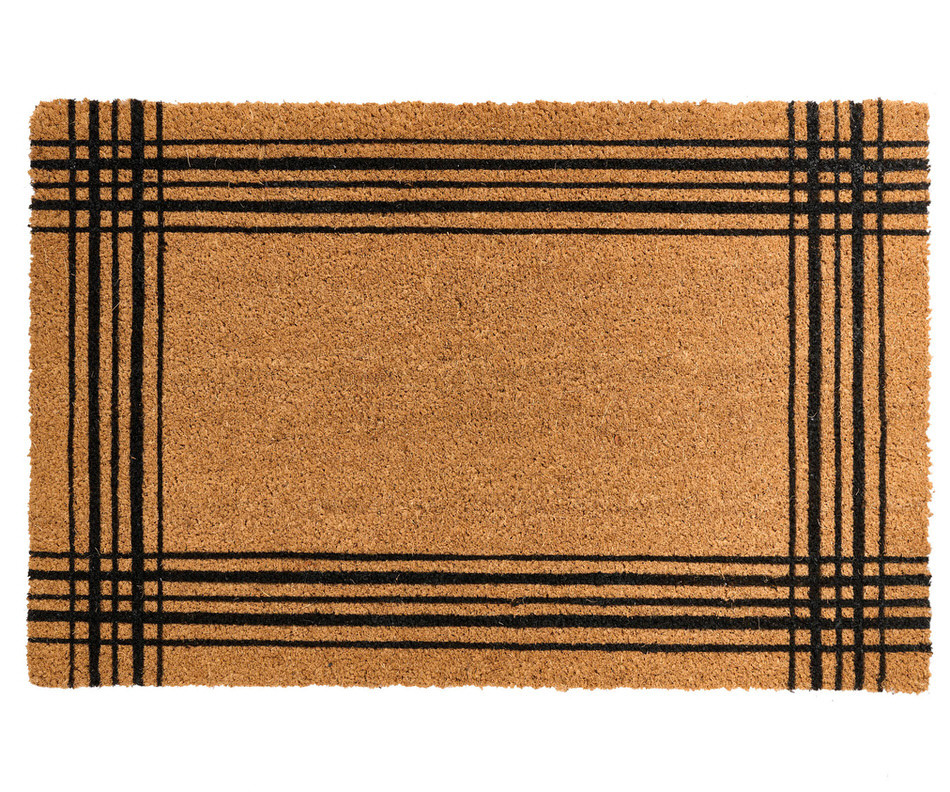 Black Ticking Stripe Border Doormat