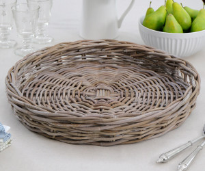 Large Amalfi Round Rattan Tray