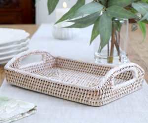 Small Clontarf Whitewash Rattan Tray