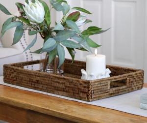 Langkawi Brown Rattan Tray - Large