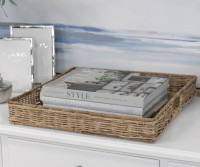 Millbrook Square Rattan Tray - Antique Grey