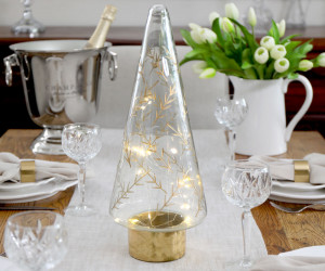 Large Aurora Gold Light-Up Glass Christmas Tree