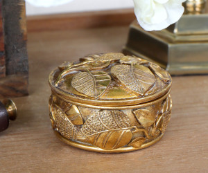 Folia Gold Trinket Box Leaf